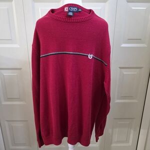 CHAPS Ralph Lauren Cotton Sweater Red Stripe Embroidered Logo XL